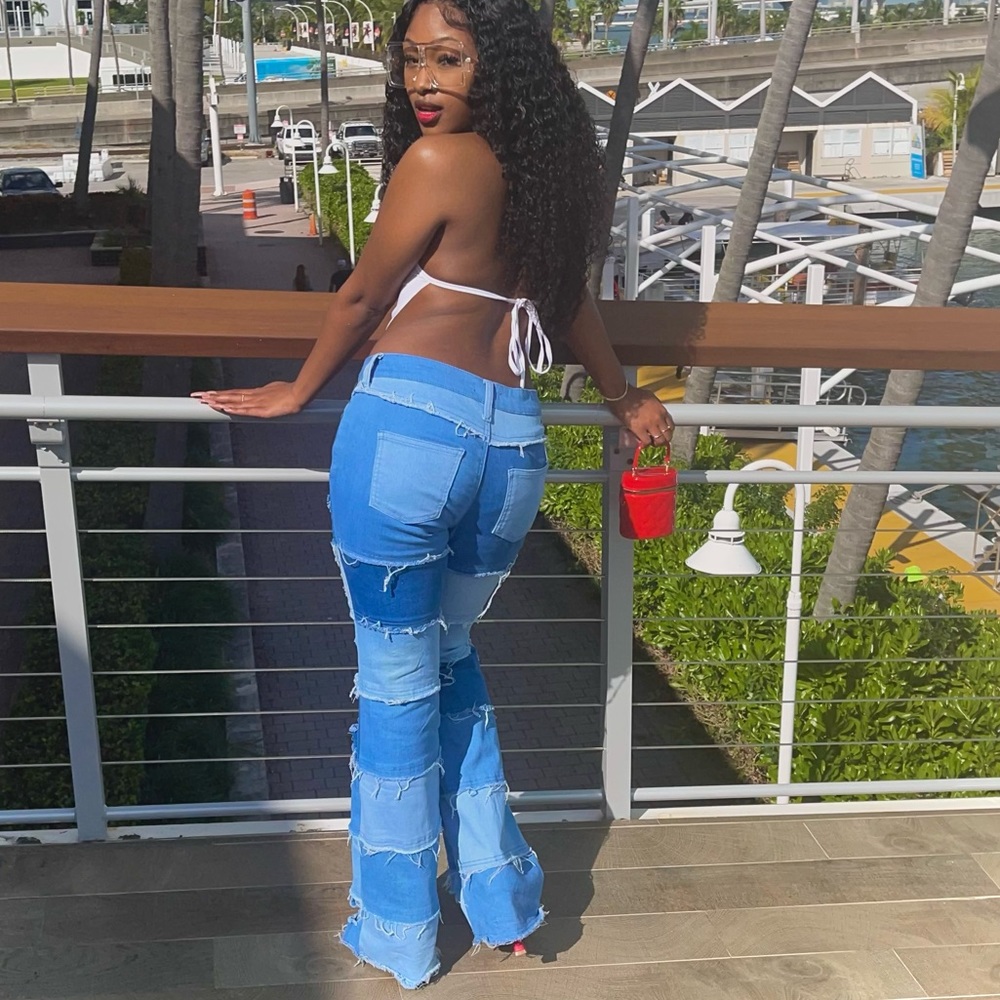 Stitch Bell Bottom Pants 🔥 - Blue Jean